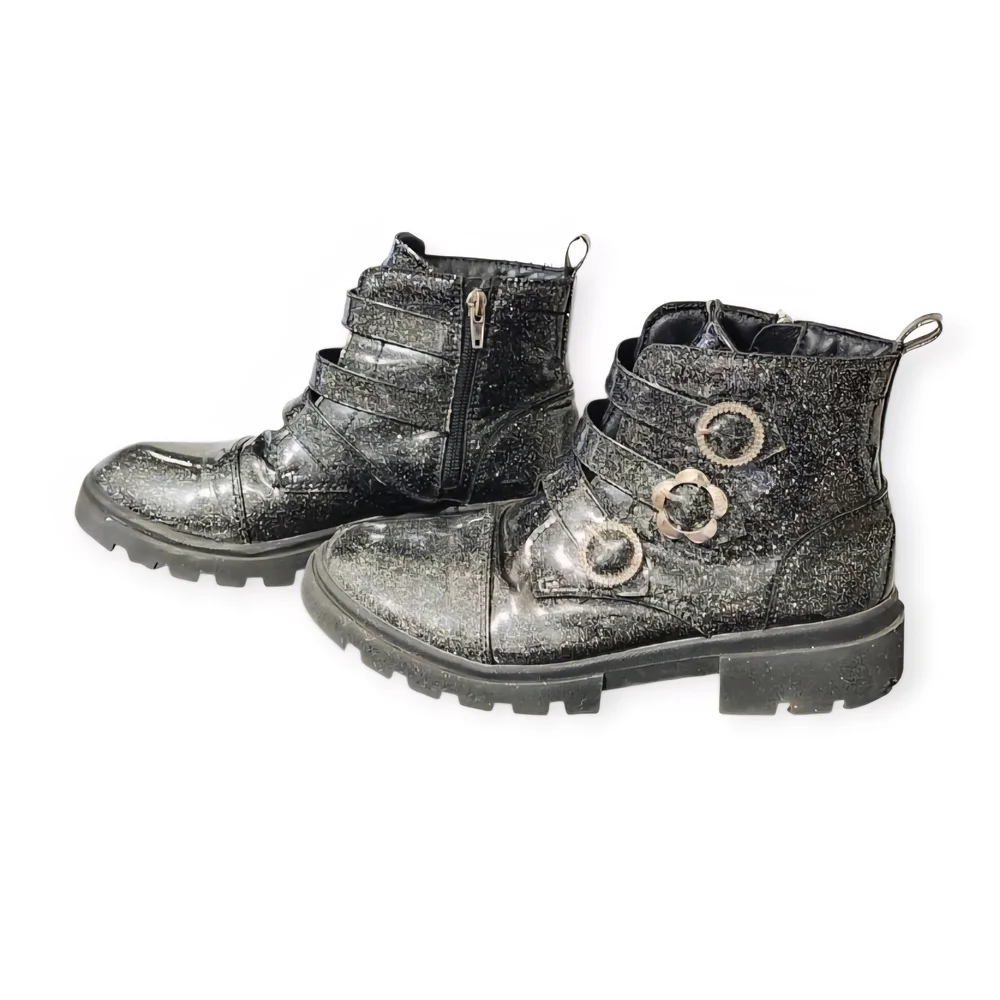 Justice Glittery Black Kids Boots